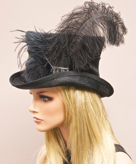 Derby Hat. Womens Black Formal Hat, Top Hat, Ascot Hat, Mad Hatter, Dressy Hat, Victorian English Riding Hat Steampunk hat Downton Abbey Hat by AwardDesign steampunk buy now online