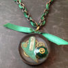 Green 'Beautiful' Heart, Gears, and Swarovski Crystal Steampunk Necklace by DreaminSteam steampunk buy now online