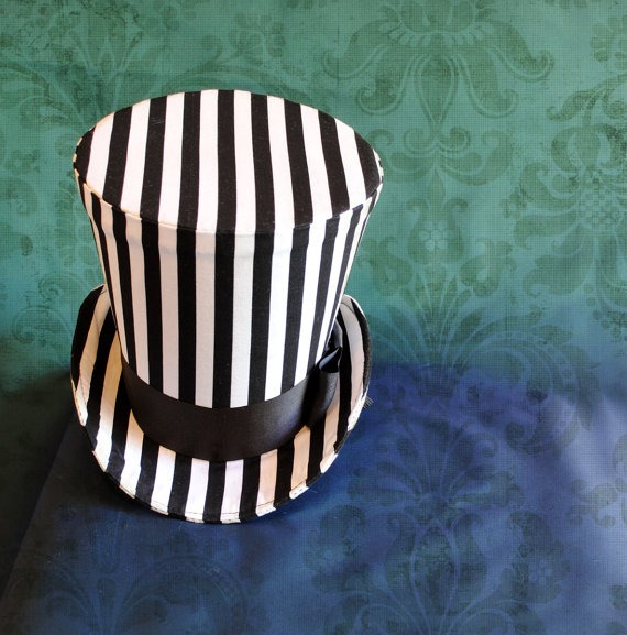 Striped Gothic Top Hat,Steampunk Circus Black and White WOMEN's Top Hat,Halloween Hat,Nightmare Before Christmas Hat-Custom-Made to Order by BizarreNoir steampunk buy now online