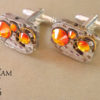 10% off sale17 - Steampunk Swarovski fire opal Cufflinks Vintage watch movements. wedding cufflinks Vintage upcycled mens - Christmas gift by SteamRetro steampunk buy now online