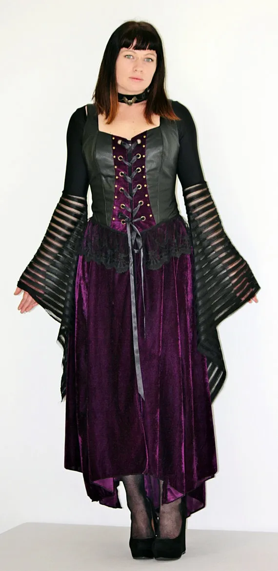 Discounted Gothic Velvet Dress - Steampunk Victorian Renaissance Halloween Costume Fairy Pixie Corset Black Formal Dress by SpunkitDesigns steampunk buy now online