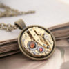 Steampunk Statement Necklace/ Gold Necklace/ Gents Watch Pendant Necklace/ Steampunk Unisex Jewelry/ Christmas Gifts for Rocker by KfiatekGiftedHands steampunk buy now online