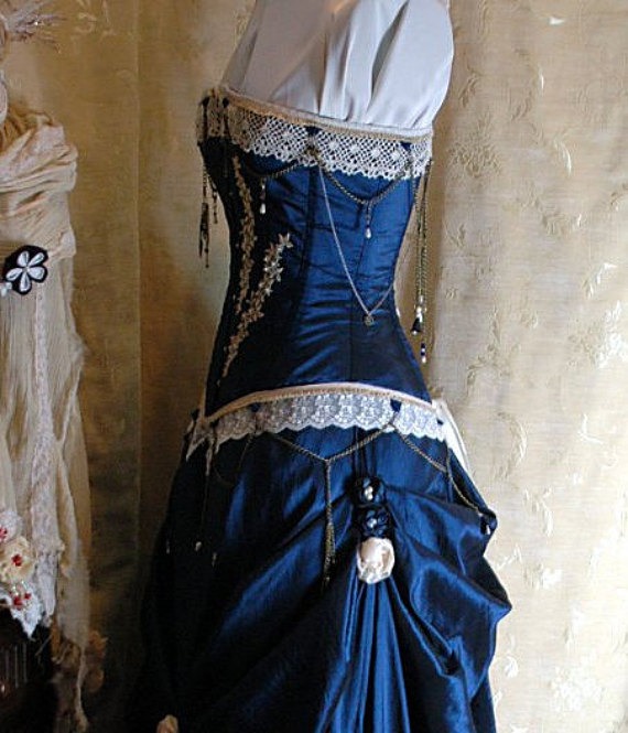 Harri - Custom made adjustable steampunk wedding gown with steel boned corset by BoundByObsession steampunk buy now online