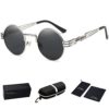 Dollger John Lennon Round Sunglasses Steampunk Metal Classic Frame Mirror Lens(C1:Black Lens+ Silver Frame) steampunk buy now online