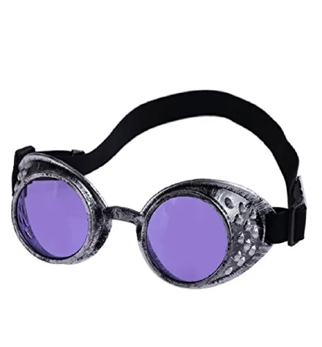 Malloom&reg; Vintage Style Steampunk Goggles Welding Punk Glasses Cosplay (Purple) steampunk buy now online