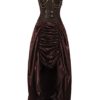 Spiral Boned Steampunk Corset Dresses with Hanging Chain & Buckle-L steampunk buy now online