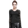 Devil Fashion Gothic Steampunk Women's Halter Lace Hollow T-shirt Slim Fitting Black?Long Sleeves T-shirt Blouse Top Back Cobweb Shaped Perspective T-shirt,2XL steampunk buy now online