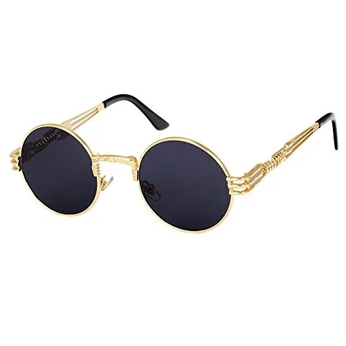 Men Sunglasses Luxury Round Lens Steampunk Glasses Driving Aviator Sun Glasses Eyewear Male Lunettes De Soleil steampunk buy now online
