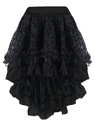 COSWE Women's Lace Asymmetrical High Low Steampunk Corset Skirt Black (4XL/Waist 33.07"/84cm) steampunk buy now online