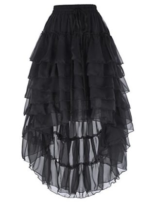 Women's High-Low Hemline Design Asymmetrical Steampunk Chiffon Skirt Free Size Black YF227 steampunk buy now online