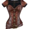 Charmian Women's Spiral Steel Boned Goth Retro Overbust Steampunk Bustier Corset Brown Medium steampunk buy now online
