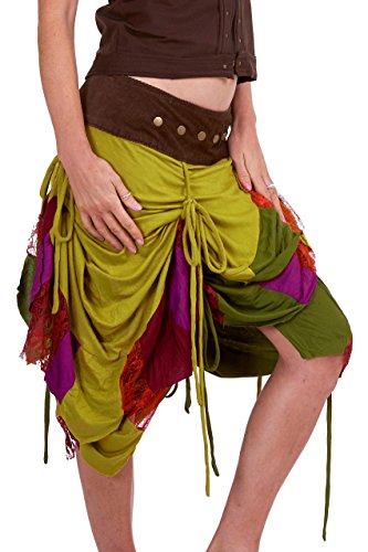 Ragged Pixie Skirt, Steampunk Skirt, Burlesque Psytrance Boho Gypsy Wrap Skirt, Psy Trance Hippie Hippy Festival Goa Doof Clothing (Green) steampunk buy now online