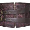 Charmian Women's Steampunk Gothic Retro Brocade Short Torso Waspie Underbust Corset Waist Trainer with Buckles Brown Small steampunk buy now online