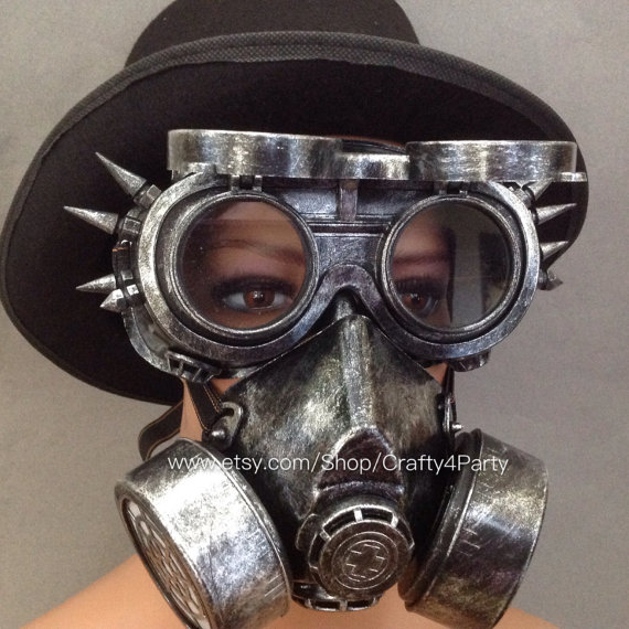 Steampunk Metallic Brass Silver Halloween Burning man masquerade ball Gas mask by Crafty4Party steampunk buy now online