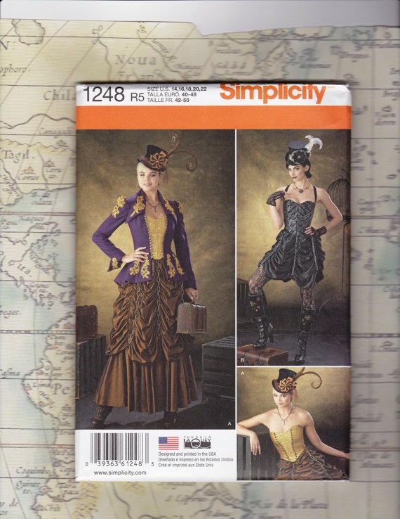 Plus Size Steampunk Costume Pattern, Simplicity 1248 by NerdCraftWorld steampunk buy now online