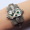 Steampunk silver bracelet with swarovski emerald crystals by DreamCloudJewelry steampunk buy now online