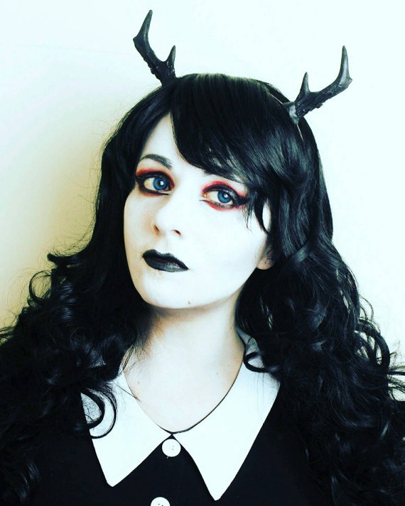 Black Gothic Mini Deer antlers headband by HysteriaMachine steampunk buy now online