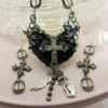 Beautiful Cross Assemblage Necklace and Earrings Set. Rhinestone encrusted cross, Heart, Angels, Angel Wings, Statement Necklace, Religious by TheEmbellishingRoom steampunk buy now online