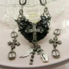Beautiful Cross Assemblage Necklace and Earrings Set. Rhinestone encrusted cross, Heart, Angels, Angel Wings, Statement Necklace, Religious by TheEmbellishingRoom steampunk buy now online Beautiful Cross Assemblage Necklace and Earrings Set. Rhinestone encrusted cross, Heart, Angels, Angel Wings, Statement Necklace, Religious by TheEmbellishingRoom steampunk buy now online