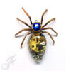 Victorian Steampunk SPIDER Pin ~ Brooch Lapel Pin ~ Watch Gears in Resin Cabochon ~ Sapphire Blue Rhinestone in Hex Nut Setting ~ #Pin0125 by FANTASTICALITYbyRTD steampunk buy now online