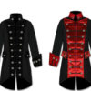 Mens BLACK/RED Velvet Trim Steampunk Vampire Goth Jacket Pirate Coat Handmade by OrientalhandiCraft steampunk buy now online