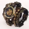 Steampunk Automatic Skeleton type rope watch, resistant handmade leather bracelet by VictoriaTimeBox steampunk buy now online