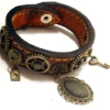 Handmade leather steampunk bracelet by VictoriaTimeBox steampunk buy now online