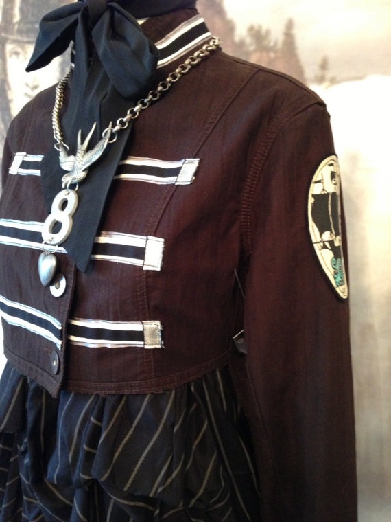 Steampunk Jacket gothic band military tailcoat sgt pepper festival style empire waist Jane austen size 36 chest by RetroGCouture steampunk buy now online