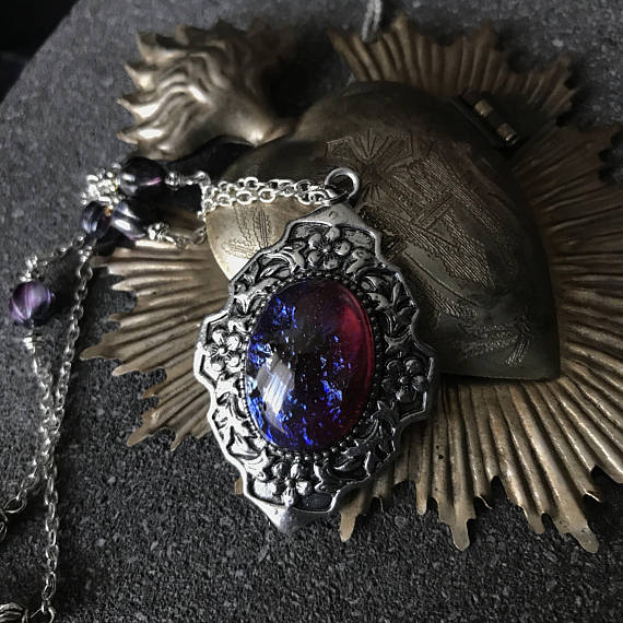 Necklace Medallion Opal dragon Gothic / Victorian / classy by Stormglitter steampunk buy now online