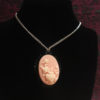 Cameo VIntage Style Necklace With Silver Chain And Light Pink Rose Cameo In Black Frame by FancyCharmsAndBows steampunk buy now online