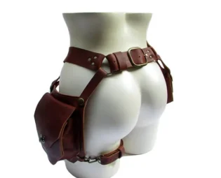 Rust and Antique Brass Steam Punk Leather Double Holster Belt Pouch Bag - METAMORPH by GetHellbent steampunk buy now online