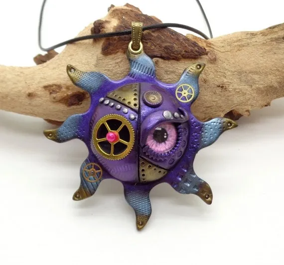 Clay Steampunk, Polymer Clay Sun, Steampunk Pendant, Steampunk Necklace, Sun Pendant, Steampunk Art, Steampunk Gift, Steampunk Jewelry by GizPins steampunk buy now online