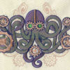 Mechanical Aquatic Octopus Embroidered White Cotton Hand Towel or Quilt Block Square by remimartin steampunk buy now online