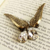brass angel Wing Ear climbers wedding clip on earrings Steampunk jewelry statement earrings clip-on earrings Swarovski drop earrings by Aranwen steampunk buy now online
