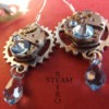 10% off sale17 Vintage watch movement Aquamarine Swarovski Steampunk Earrings - Steampunk Jewelery- personalized jewelry by SteamRetro steampunk buy now online
