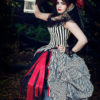 Black White Stripe Bustle Skirt Overskirt with Ruffle Trim Rococo Victorian S M L XL XXL Tie On by AzAcCouture steampunk buy now online