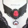Steampunk Necklace Red 3D Skull & evil eye Black Wing Gothic Valentine Jewelry 0301-01 by diy8 steampunk buy now online