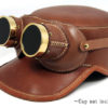 STEAMPUNK GOGGLES tan leather polished brass AVIATOR by MannAndCo steampunk buy now online