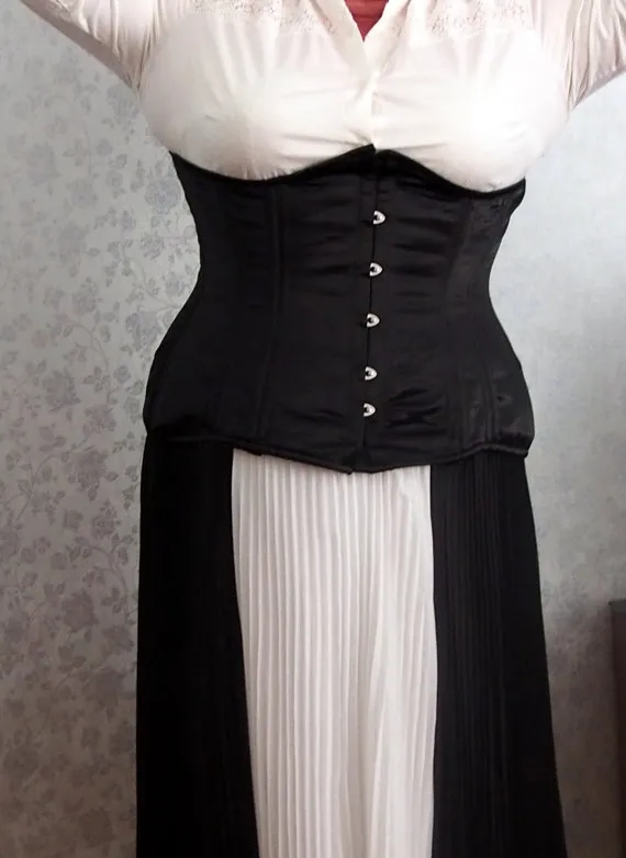 Real double row steel boned underbust corset from satin. Real waist training corset for tight lacing. Plus size, underwear, wedding corset by Corsettery steampunk buy now online