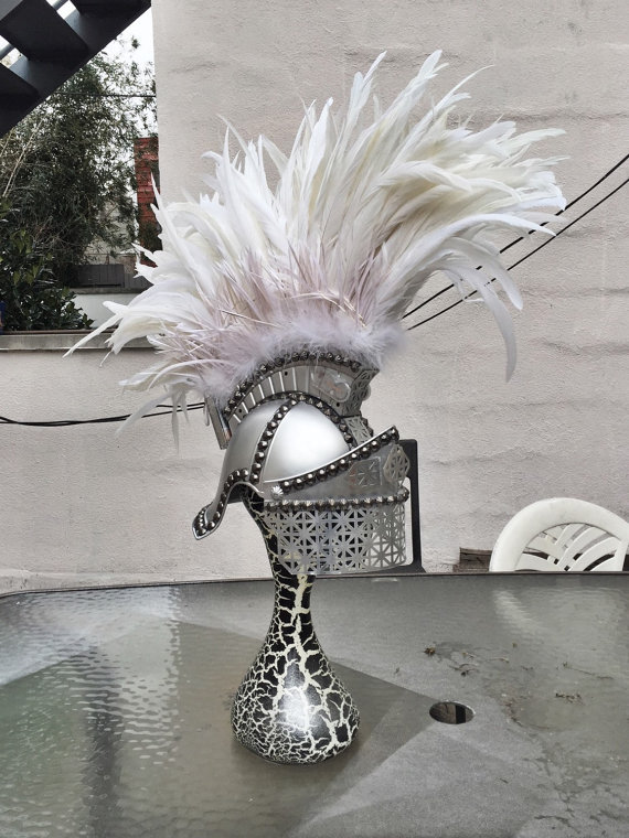 FREE SHIPPING! Gladiator Helmet with visor and mohawk. Burning Man festival. by WhoCaresWhyNot steampunk buy now online