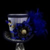 Navy Blue and Black Striped Cockade Steampunk Large Mini Top Hat Fascinator, Alice in Wonderland, Mad Hatter Tea Party, Derby Hat by TheWeeHatter steampunk buy now online