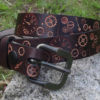 Leather belt 3 cm wide, stempunk design, colour "marron chocolat"(16 colors to choose) by Breizhler steampunk buy now online