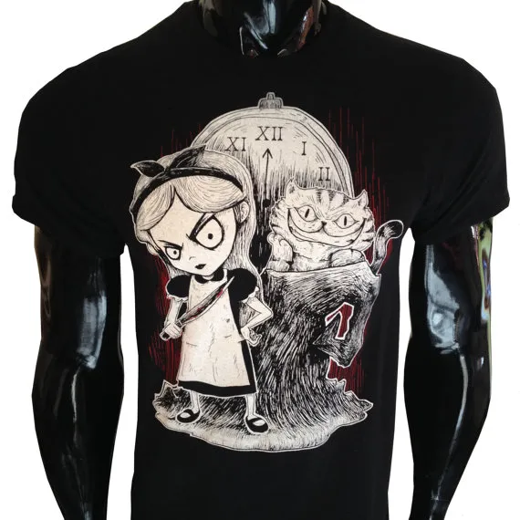 Gothic Alice T-Shirt wonderland dark evil mad nightmare steampunk cheshire cat by Afterlightclothing steampunk buy now online
