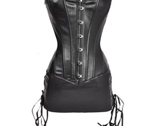 Kiwi-Rata Women's Sexy Faux leather Black Bustier Corset Suit Size UK 18-20 steampunk buy now online