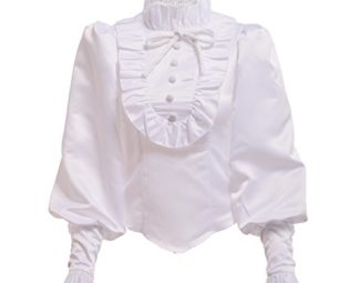 BLESSUME Black Lolita Ruffle Blouse White (XL) steampunk buy now online