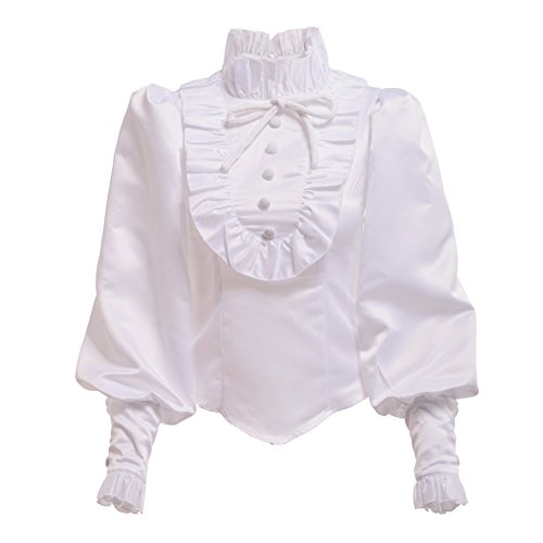 BLESSUME Black Lolita Ruffle Blouse White (XL) steampunk buy now online
