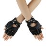 Cusfull Sexy Women Punk Rivets Gloves Belt Up Half Finger PU Leather Performance Gloves Rock Gothic Style (Black) steampunk buy now online