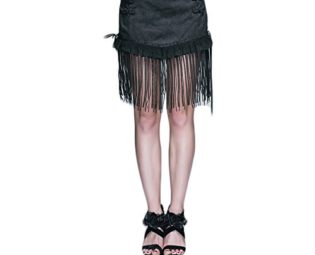 Gothic Patterns Steampunk Women Tassel Skirt Women's Black Skirts (L, Black) steampunk buy now online