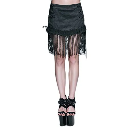 Gothic Patterns Steampunk Women Tassel Skirt Women's Black Skirts (L, Black) steampunk buy now online