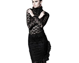 Punk Rave Women's Gothic Flocking Asymmetrical Skirt?Punk Vintage Fishtail Skirt,S steampunk buy now online